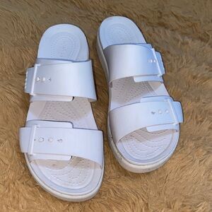 CROCS Cream Slide Sandals
